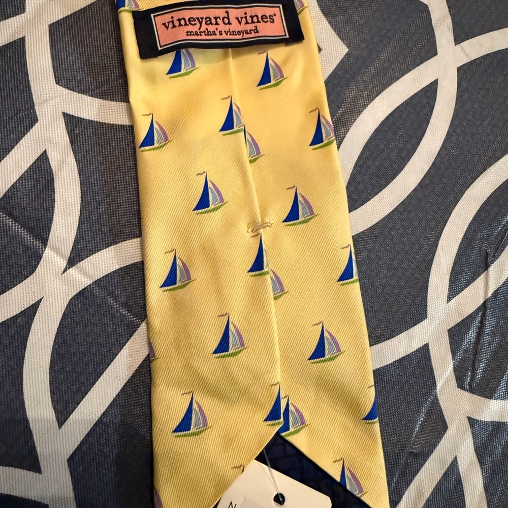 Vineyard Vines Yellow Tie with Sailboat Design